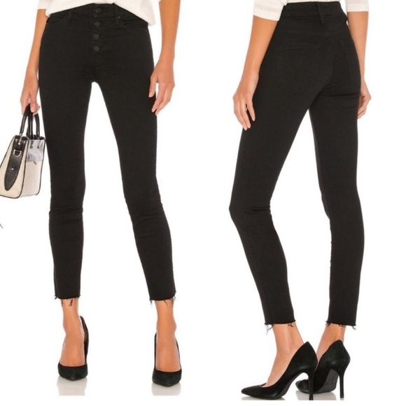 MOTHER The Pixie Ankle Fray Jeans in Not Guilty Black Size 28 - Picture 1 of 16